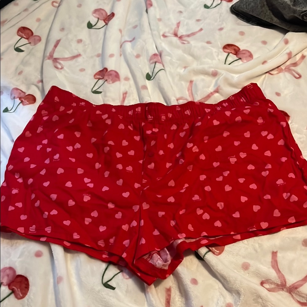 Victoria Secret Pink and Red Heart Boxer Shorts